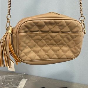 Lola Quilted Beige Crossbody Bag with Tassel